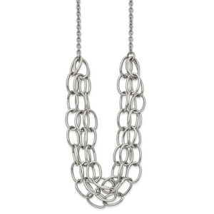 Stainless Steel Polished 20.5in w/1.75in ext. Multi Chain Necklace