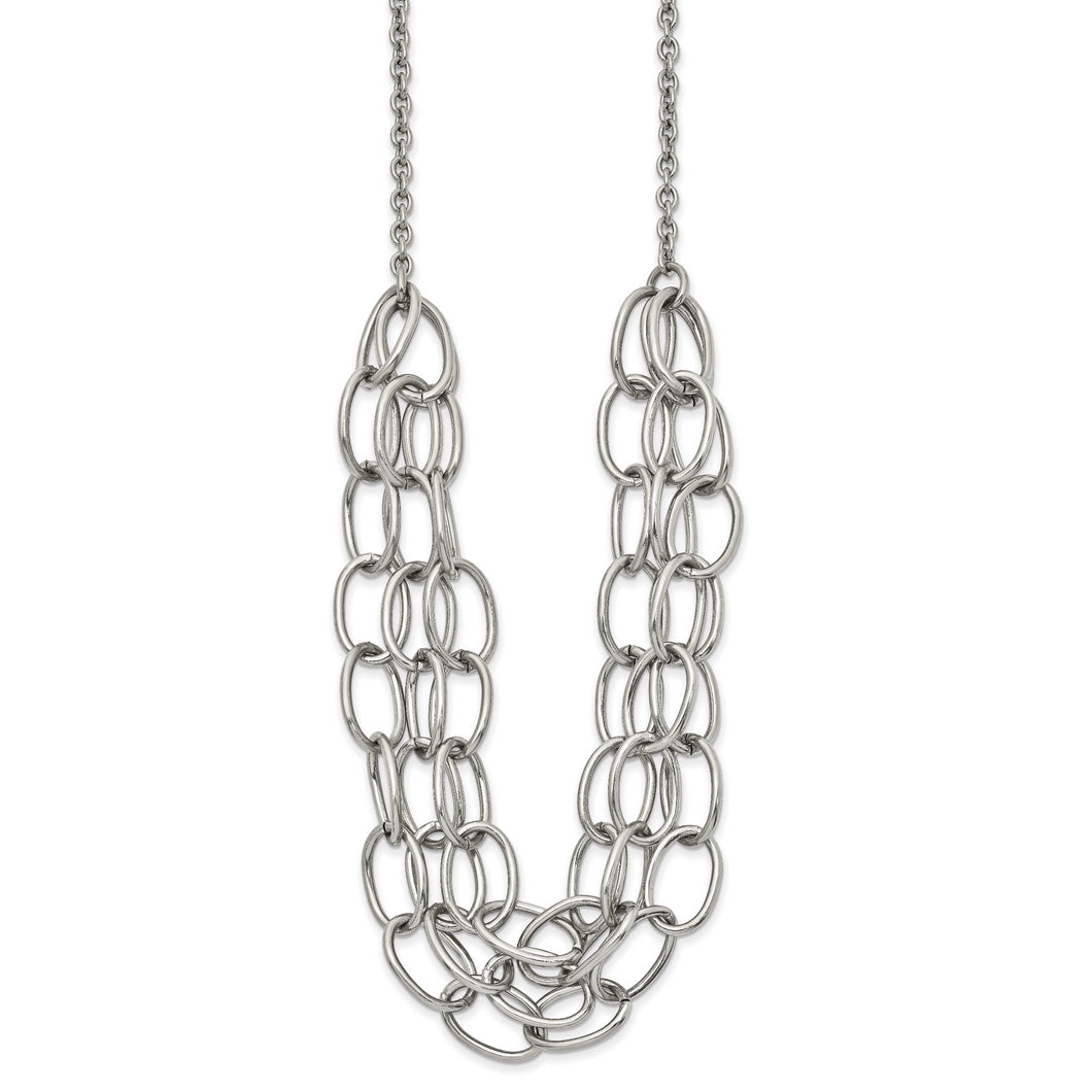 Stainless Steel Polished 20.5in w/1.75in ext. Multi Chain Necklace