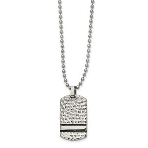 Stainless Steel Antiqued and Polished Hammered Reversible DogTag Necklace