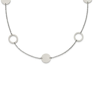 Stainless Steel Polished 35in Circle Link Necklace