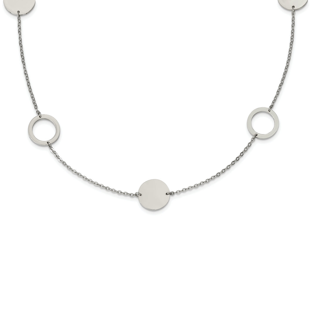 Stainless Steel Polished 35in Circle Link Necklace