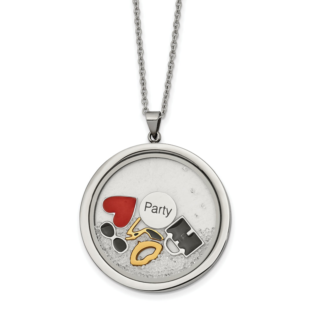 Stainless Steel Yellow Ip-plated Enameled Party Charms 2in ext Neck