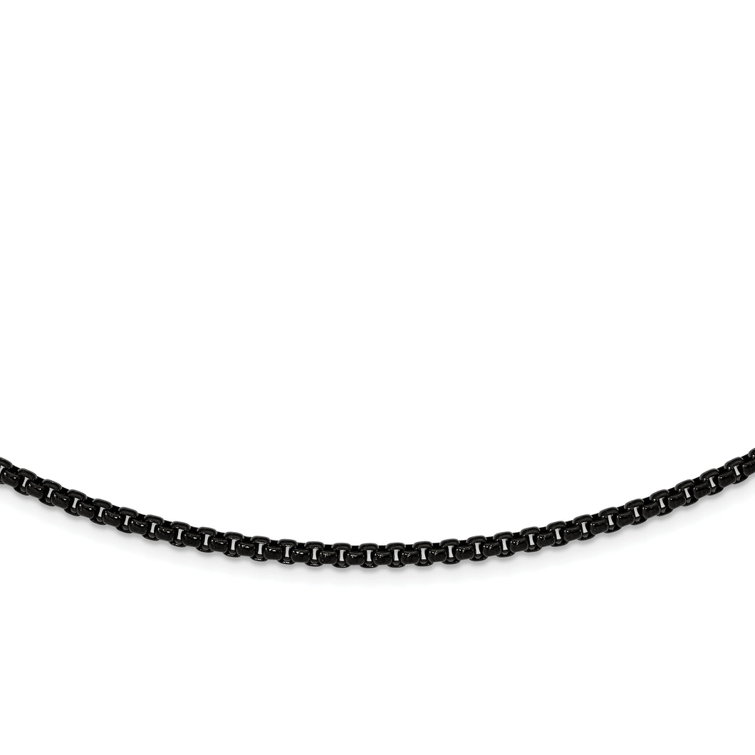 Stainless Steel Polished Black IP-plated 20 inch Box Chain