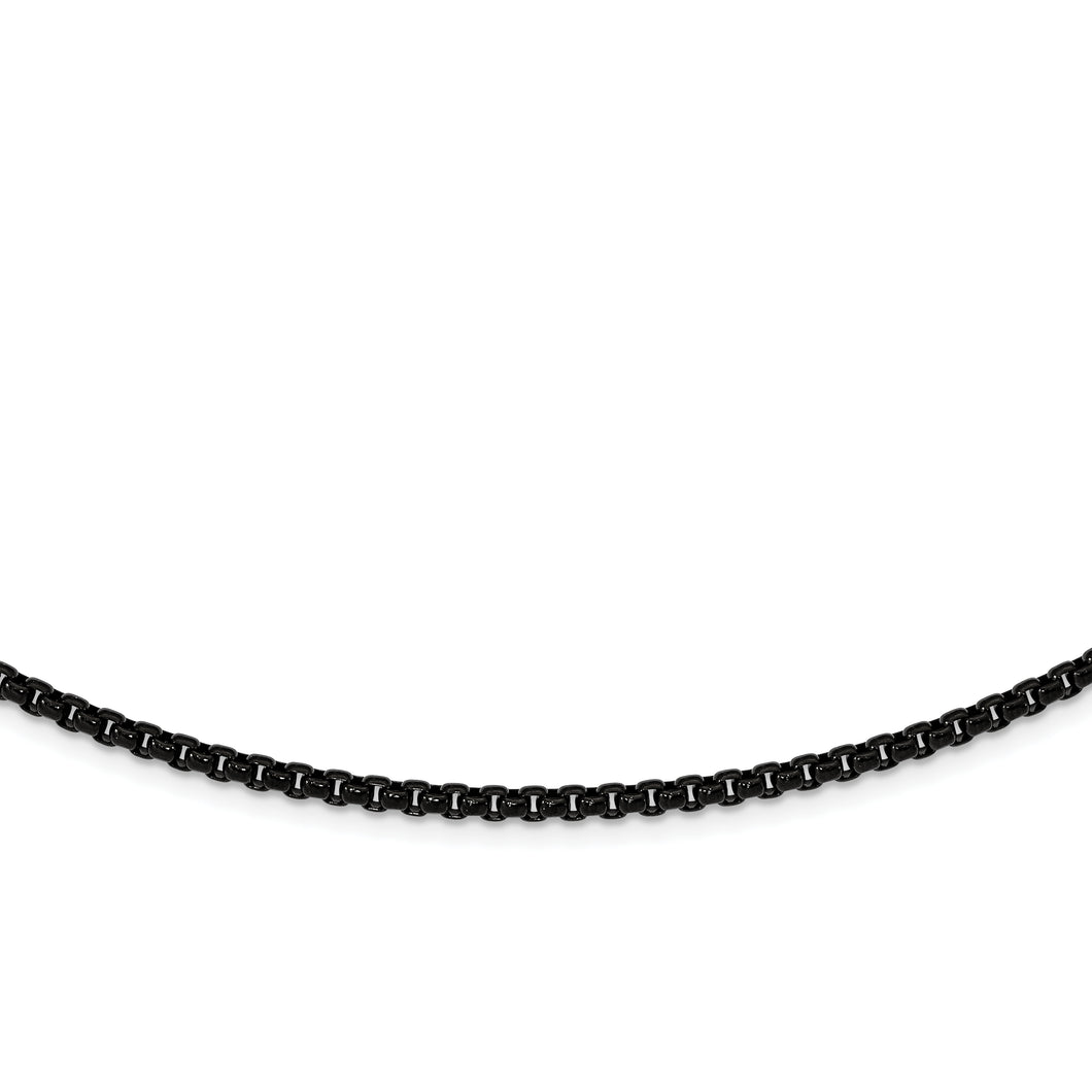 Stainless Steel Polished Black IP-plated 24 inch Box Chain