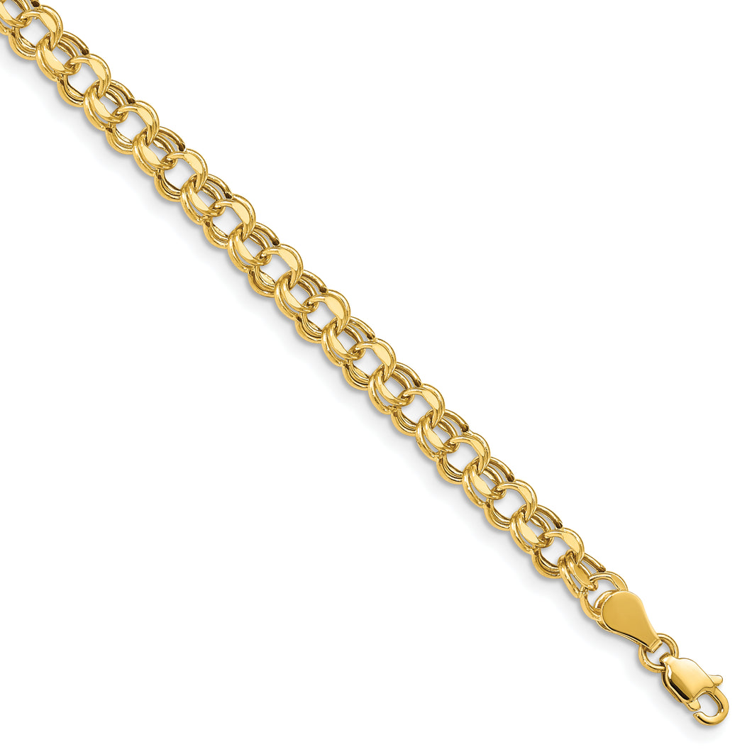 14k Lite 5mm Double Link Charm Bracelet