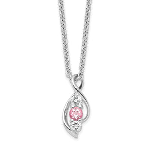 Sterling Silver Survivor Clear/Pink Swarovski Topaz Legacy Necklace