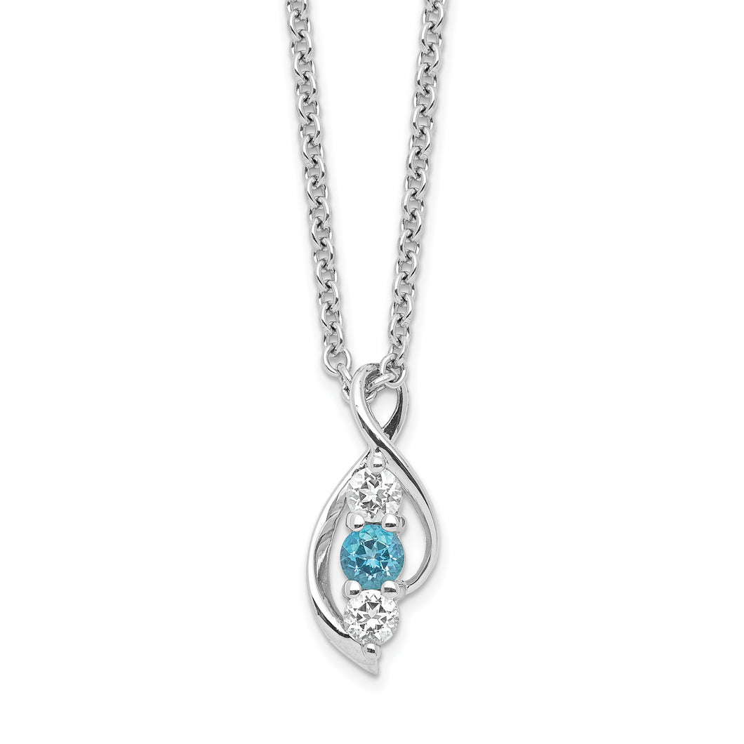 Sterling Silver Survivor Collection Clear & Blue Swarovski Topaz Legacy Nec