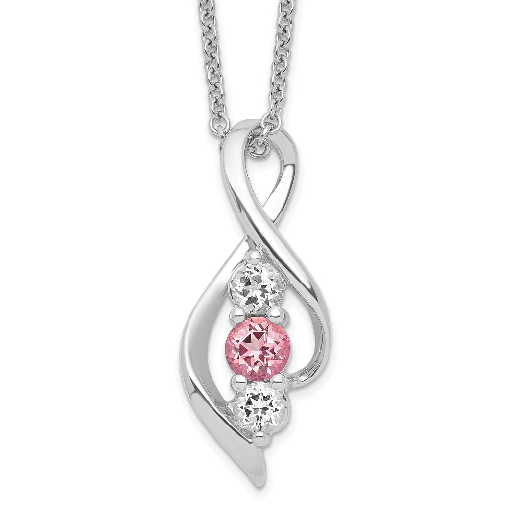 10k White Gold Survivor Collection Clear/Pink Swarovski Topaz Legacy Neckla