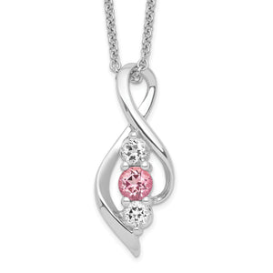 Sterling Silver Survivor Clear/Pink Swarovski Topaz Legacy Necklace