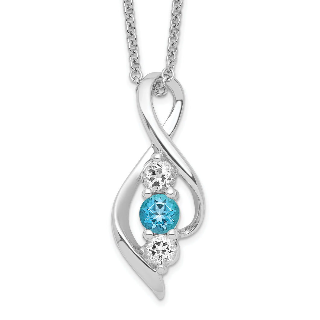 Sterling Silver Survivor Clear & Blue Swarovski Topaz Legacy Necklace