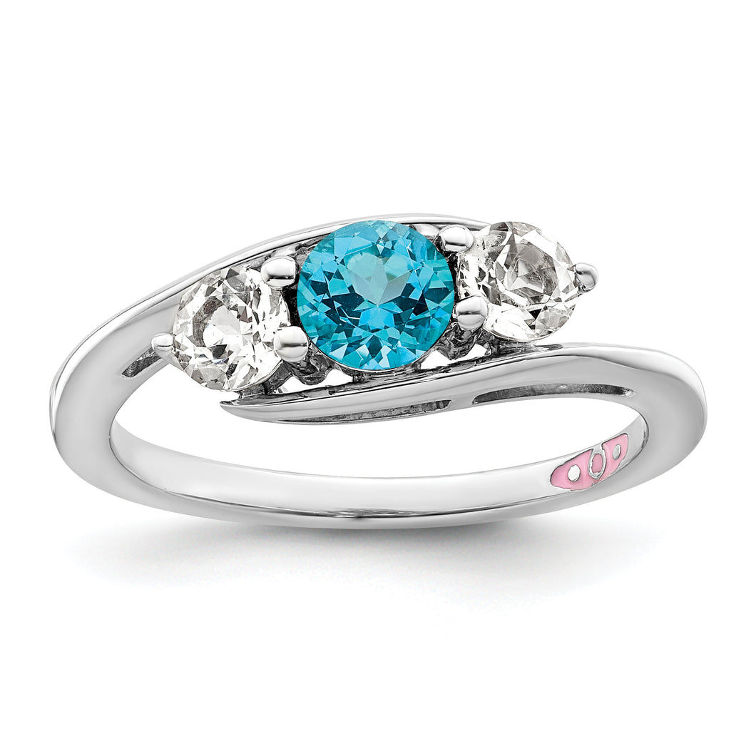 Sterling Silver Survivor Collection Clear & Blue Swarovski Topaz Sue Ring