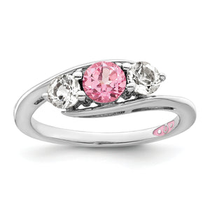 Sterling Silver Survivor Collection Clear & Pink Swarovski Topaz Sue Ring