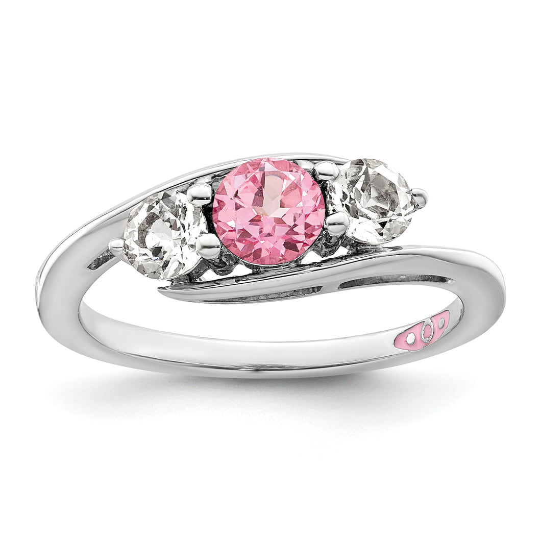 Sterling Silver Survivor Collection Clear & Pink Swarovski Topaz Sue Ring