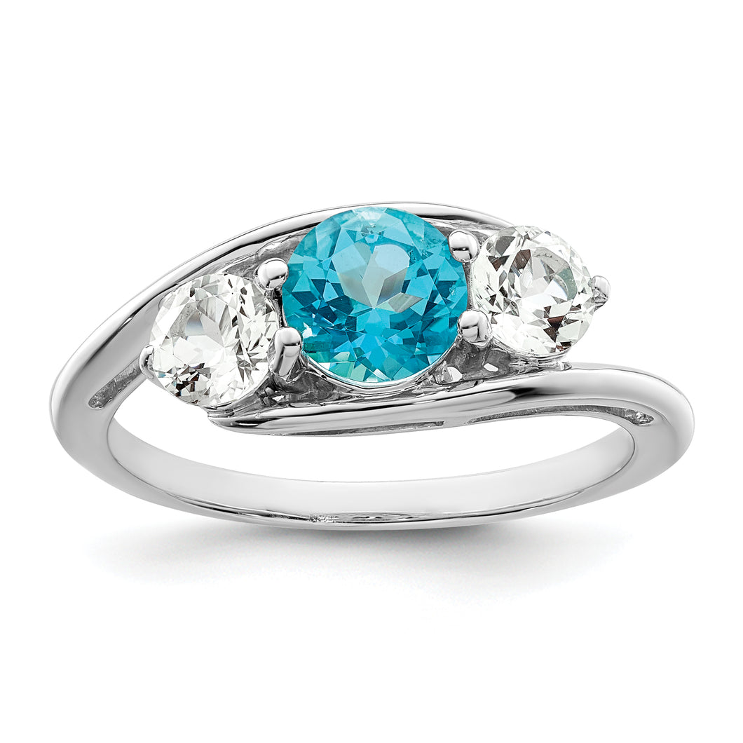 Sterling Silver Survivor Collection Clear & Blue Swarovski Topaz Sue Ring