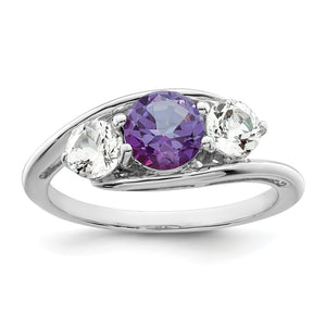 Sterling Silver Survivor Collection Clear & Purple Swarovski Topaz Sue Ring
