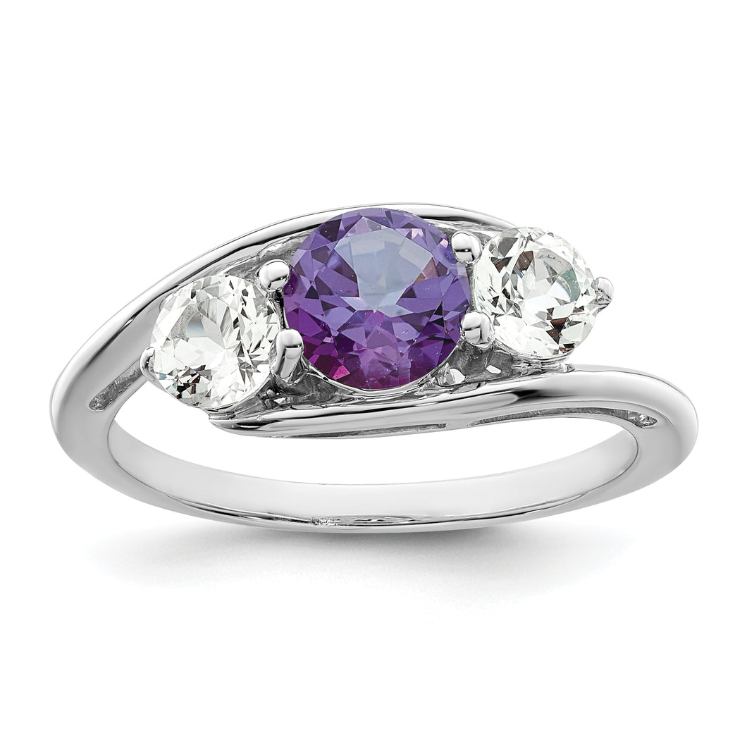 Sterling Silver Survivor Collection Clear & Purple Swarovski Topaz Sue Ring