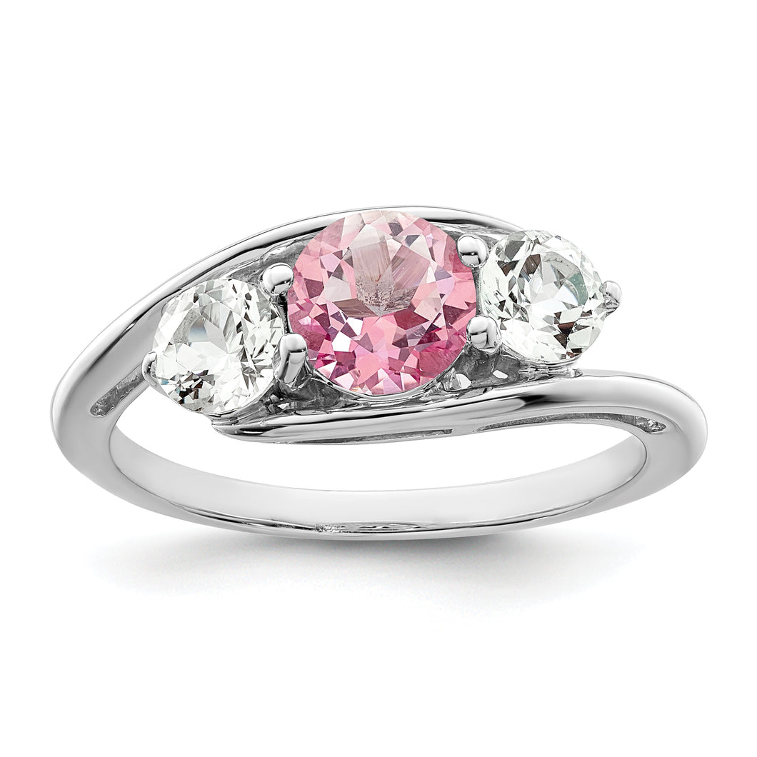 Sterling Silver Survivor Collection Clear & Pink Swarovski Topaz Sue Ring