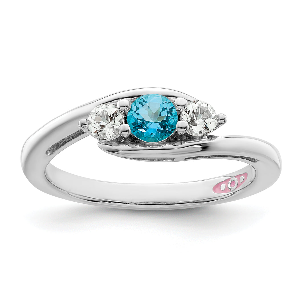 Sterling Silver Survivor Collection Clear & Blue Swarovski Topaz Sue Ring