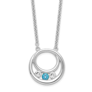 Sterling Silver Survivor Clear & Blue Swarovski Topaz Circle of Hope Neckla