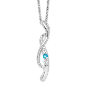 Sterling Silver Survivor Clear & Blue Swarovski Topaz Drop of Faith Necklac