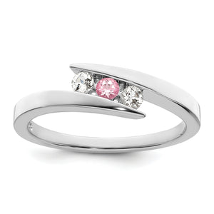 Sterling Silver Survivor Clear & Pink Swarovski Topaz Circle of Strength Ri