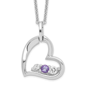 10kw Survivor Clear/Purple Swarovski Topaz Heart of Strength Necklace