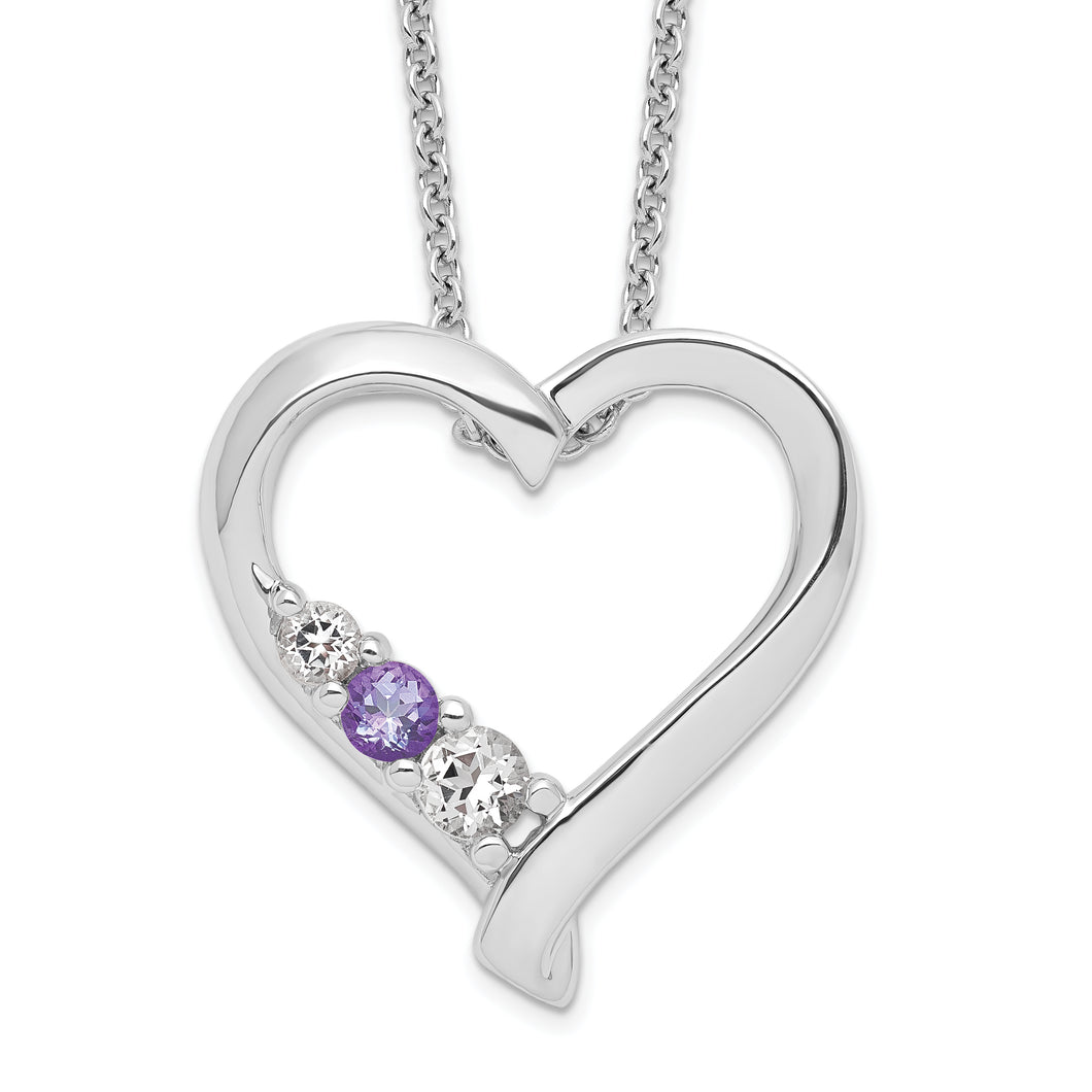 Sterling Silver Survivor Clear & Purple Swarovski Topaz Jessica Necklace