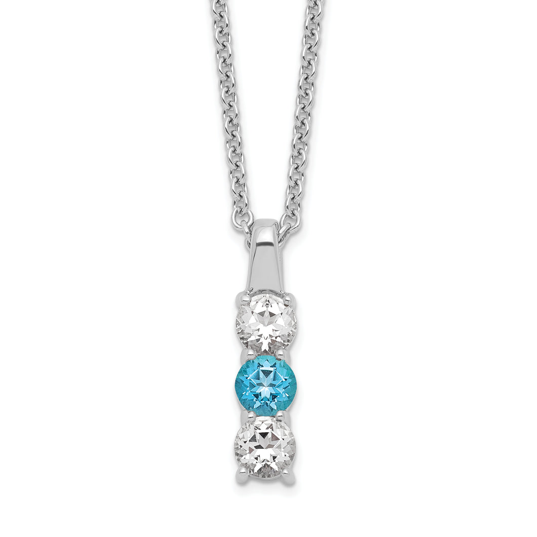 Sterling Silver Survivor Clear & Blue Swarovski Topaz Courage Necklace