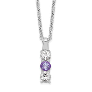 Sterling Silver Survivor Clear & Purple Swarovski Topaz Courage Necklace