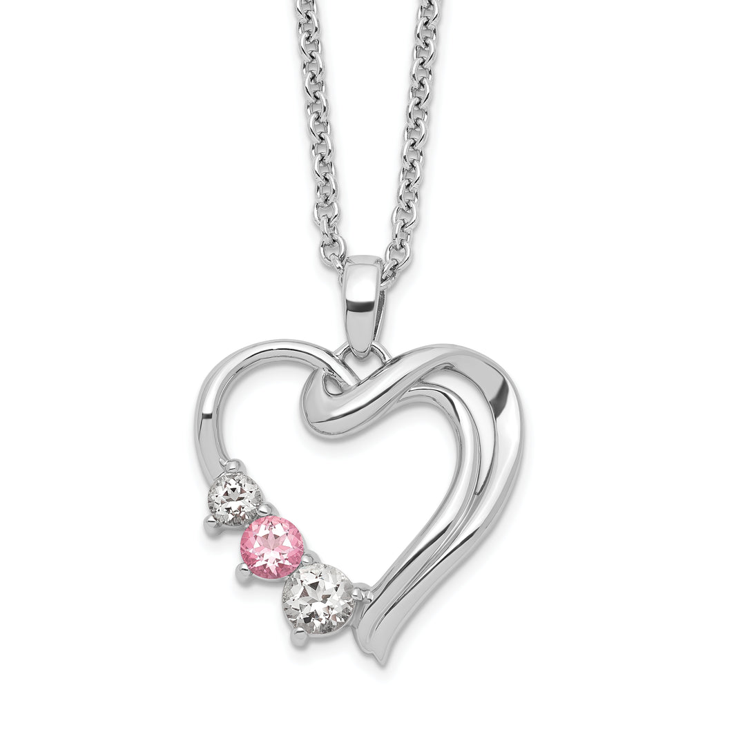 10kw Survivor Clear/Pink Swarovski Topaz Heart of Healing Necklace