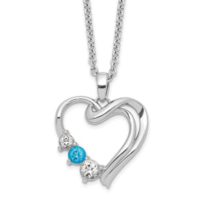 Sterling Silver Survivor Clear & Blue Swarovski Topaz Heart of Heal Necklac