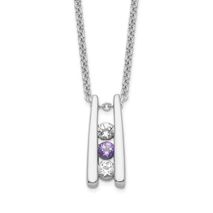 Sterling Silver Survivor Clear & Purple Swarovski Topaz Grateful Necklace