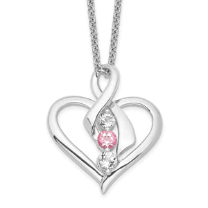 Sterling Silver Survivor Clear & Pink Swarovski Topaz Heather Necklace