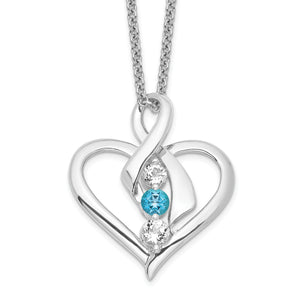 Sterling Silver Survivor Clear & Blue Swarovski Topaz Heather Necklace