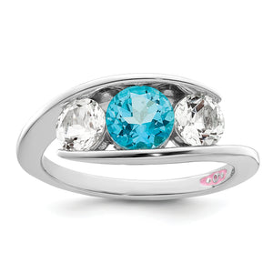 Sterling Silver Survivor Collection Clear & Blue Swarovski Topaz Journey Ri