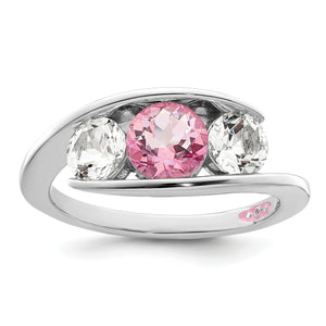 Sterling Silver Survivor Collection Clear/Pink Swarovski Topaz Journey Ring