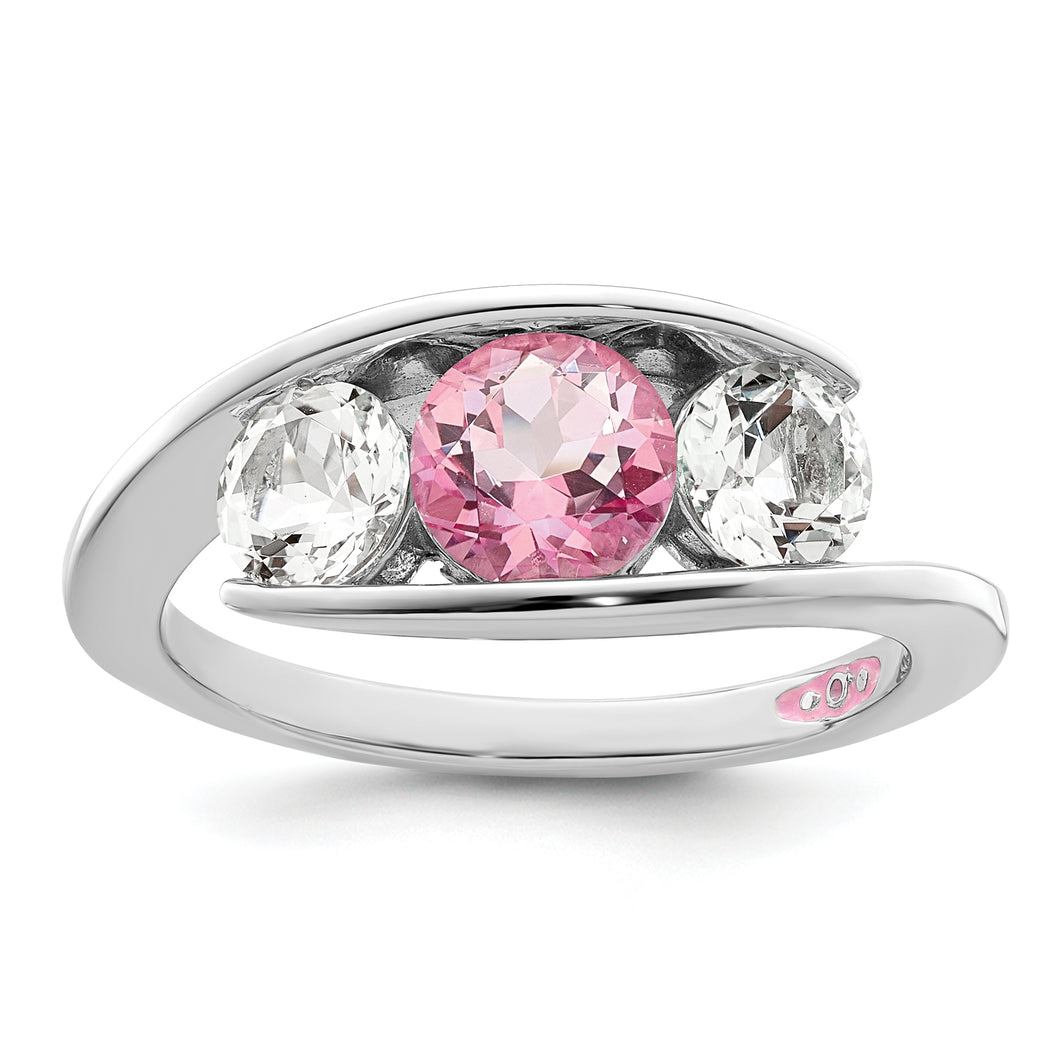 Sterling Silver Survivor Collection Clear/Pink Swarovski Topaz Journey Ring