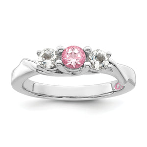 Sterling Silver Survivor Collection Clear/Pink Swarovski Topaz Joanna Ring