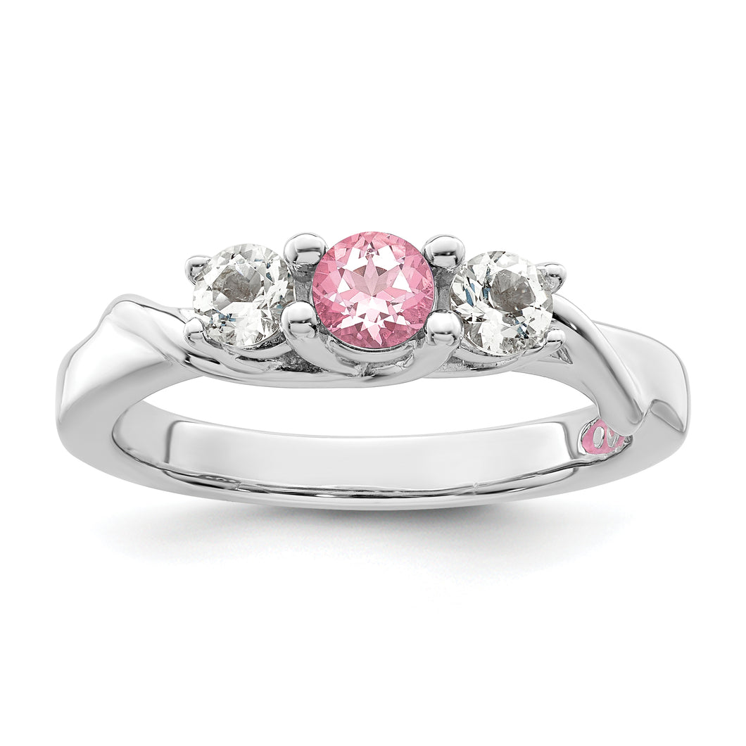 Sterling Silver Survivor Collection Clear/Pink Swarovski Topaz Joanna Ring