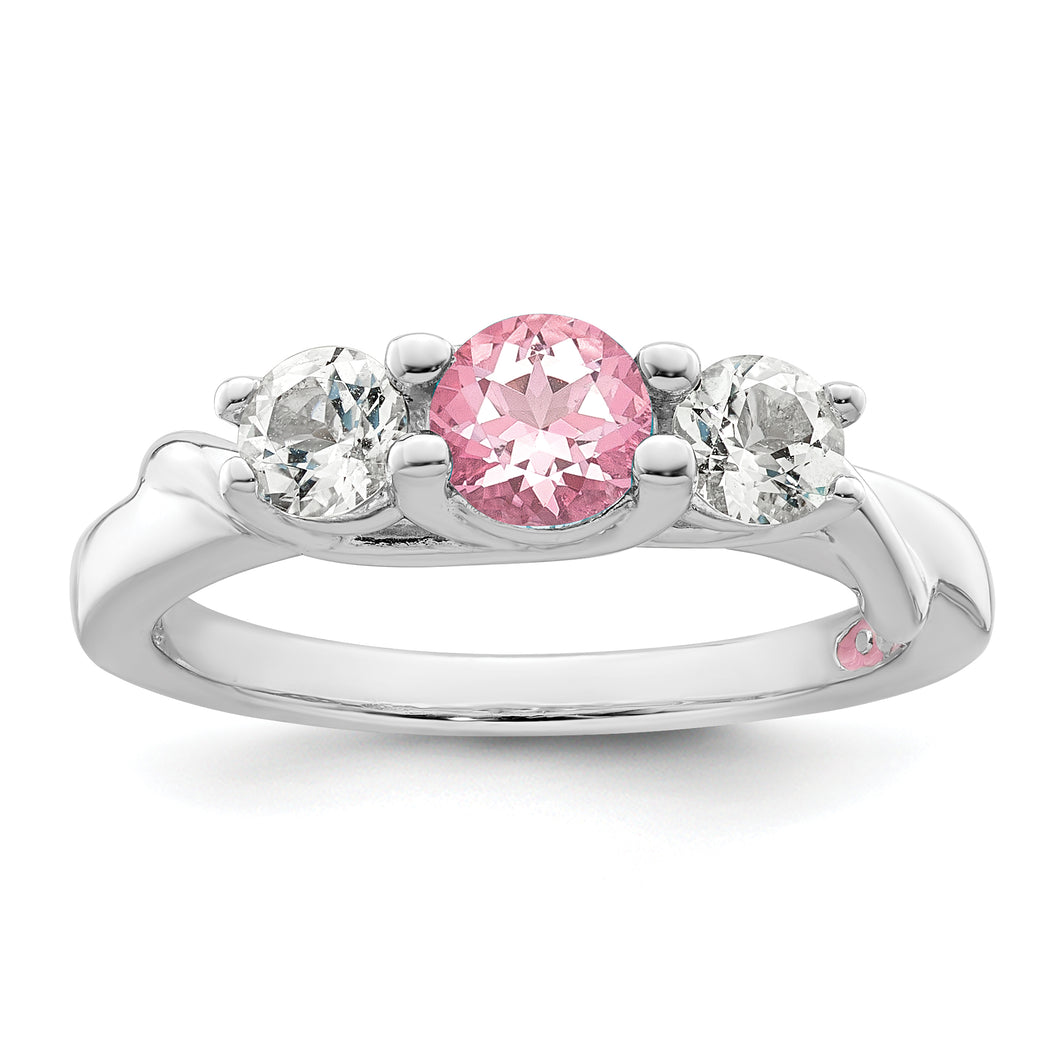 Sterling Silver Survivor Collection Clear/Pink Swarovski Topaz Joanna Ring