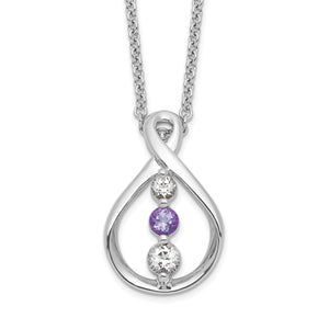 Sterling Silver Survivor Clear & Purple Swarovski Topaz Runzi Necklace