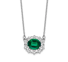Load image into Gallery viewer, 14k WG Lab Grown Dia. SI1/SI2, G H I, Lab Created Emerald Necklace
