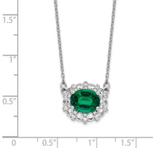 Load image into Gallery viewer, 14k WG Lab Grown Dia. SI1/SI2, G H I, Lab Created Emerald Necklace
