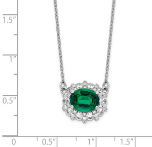 14k WG Lab Grown Dia. SI1/SI2, G H I, Lab Created Emerald Necklace