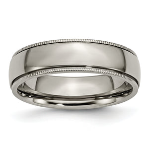 Titanium Grooved and Beaded Edge 6mm Polished Band