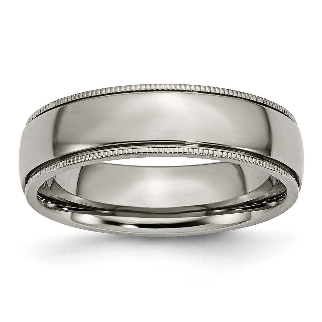 Titanium Grooved and Beaded Edge 6mm Polished Band