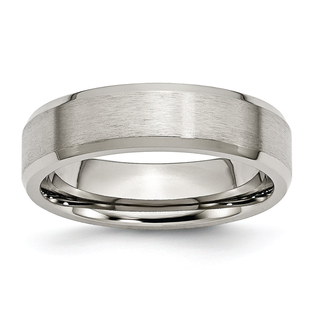Titanium Beveled Edge 6mm Brushed and Polished Band