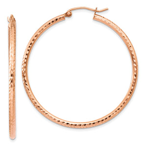 14k Rose Gold Polished Lightweight Large D/C Tube Hoop Earrings