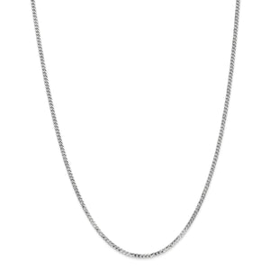 14k White Gold 2.2mm Beveled Curb Chain