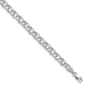 14k White Gold Lite 5mm Double Link Charm Bracelet